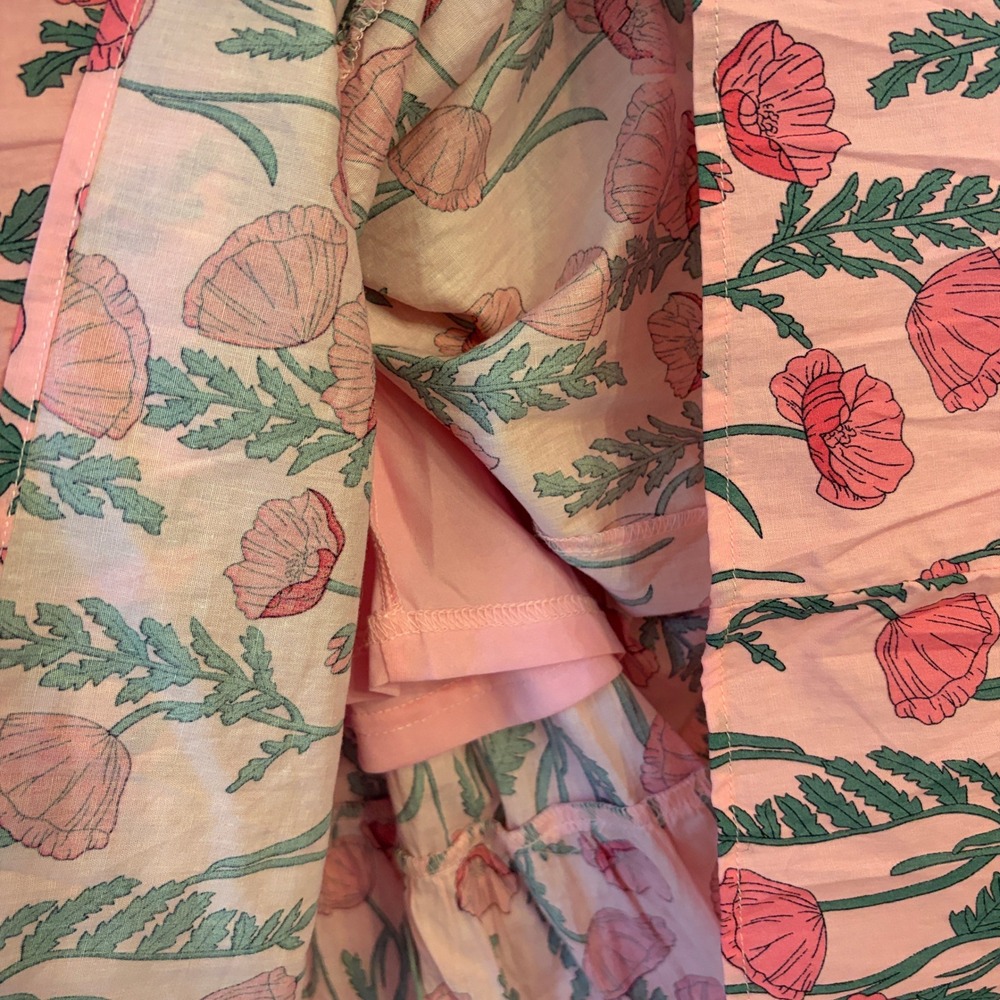 Entro Poppy Floral Midi Dress M Cottagecore Ruffle Tiered Preppy Cotton Pink - Picture 8 of 12
